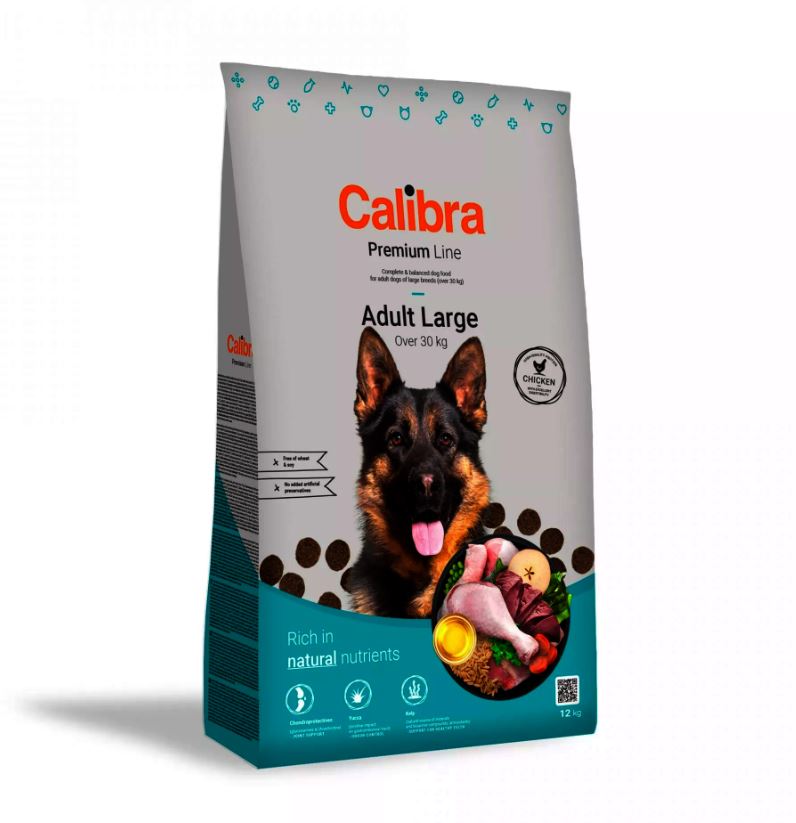 Calibra מזון מלא לכלבים בוגרים מגזע גדול (עוף), 12 ק"ג