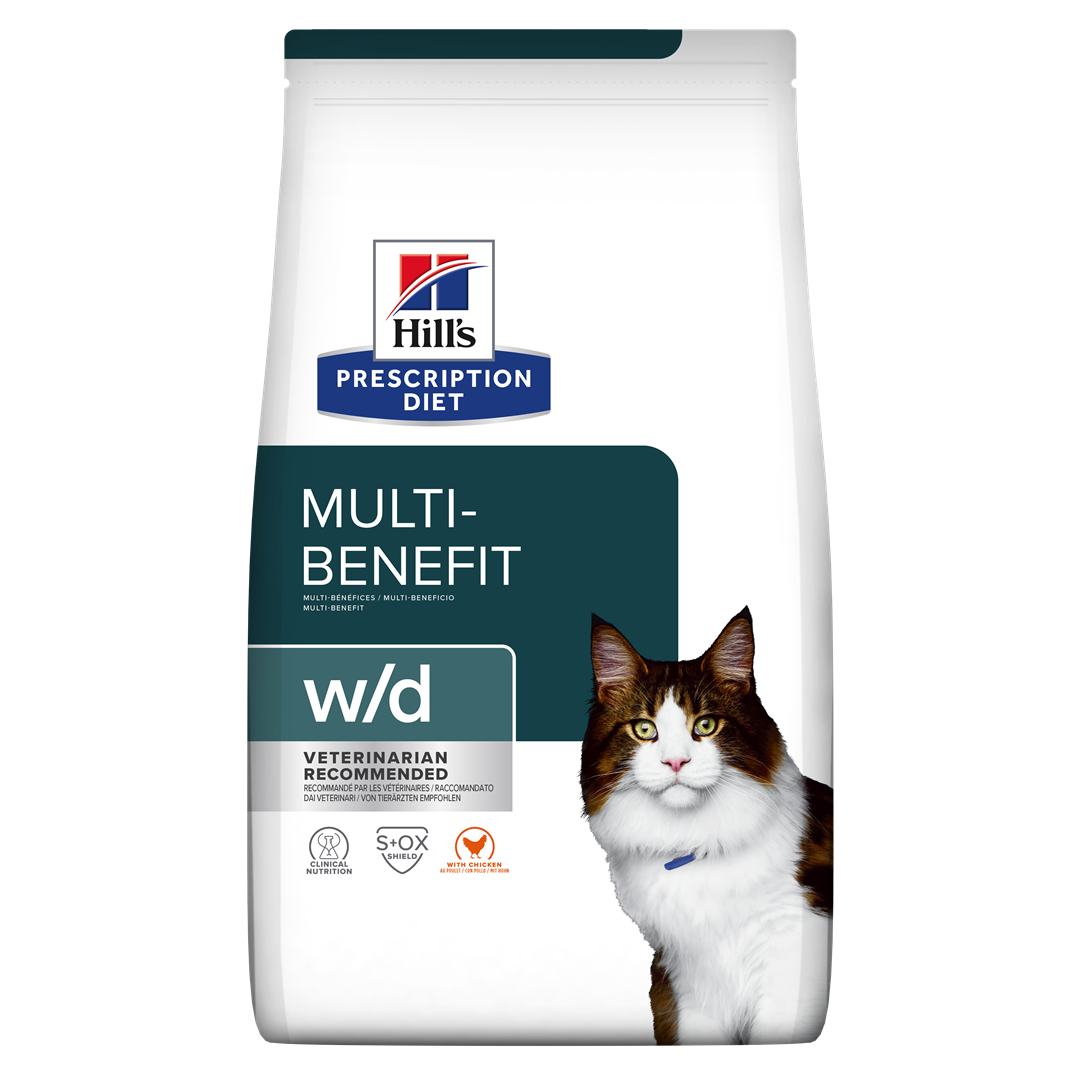 w/d | Hill's Prescription Diet מולטי בנפיט לחתול, 3 ק"ג (עם עוף)
