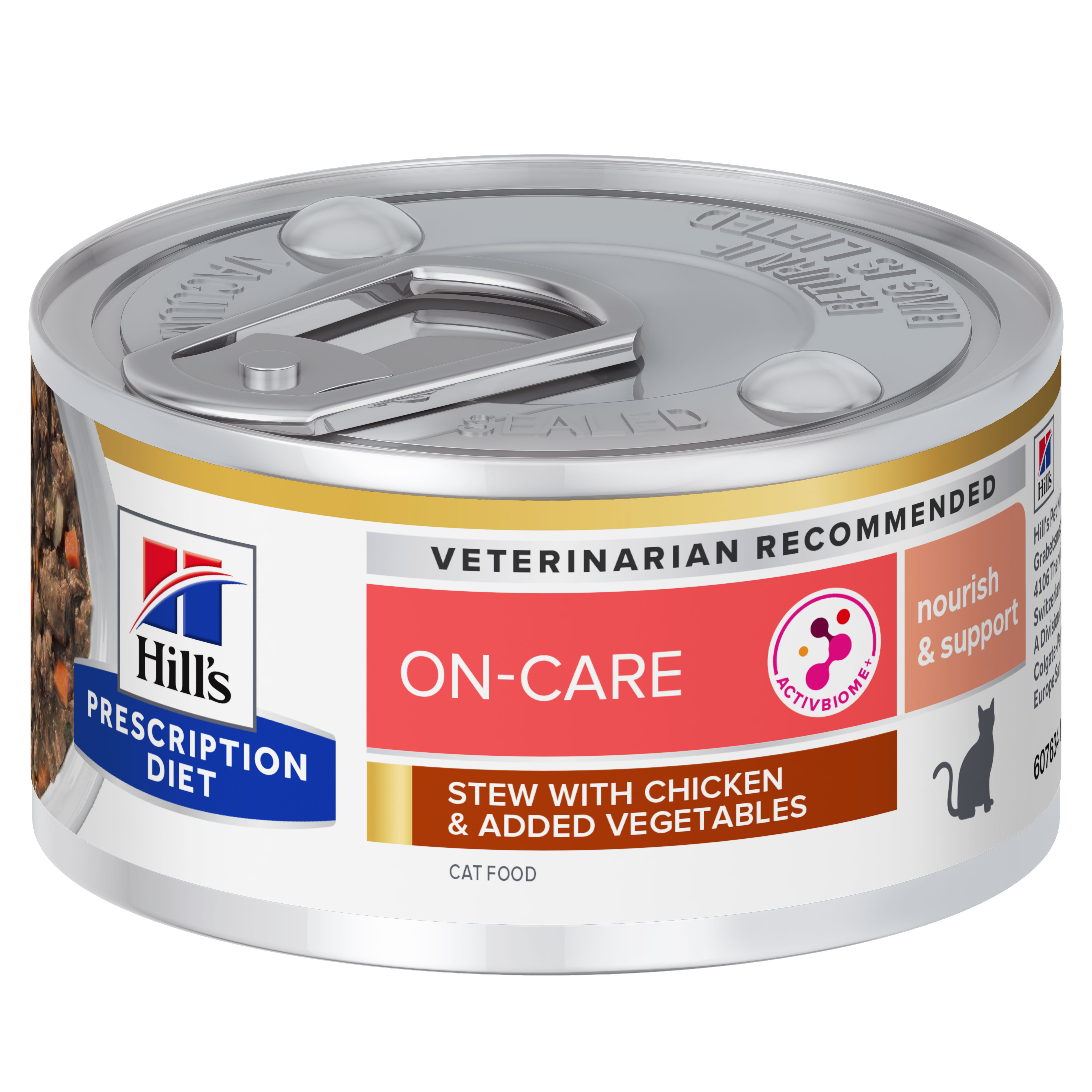 On-Care| Hill's Prescription Diet תמיכה בסרטן לחתול, נזיד 82 גרם (עם עוף וירקות)