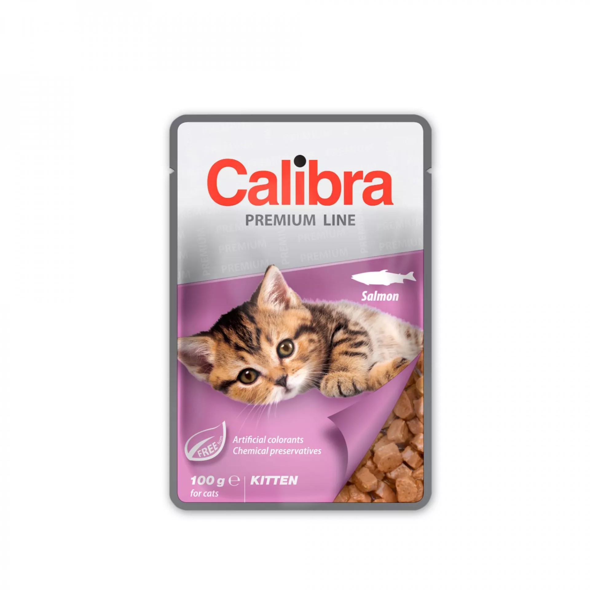 Calibra מזון פרימיום לגורי חתולים עם דג סלמון ברוטב,פאוצ' 100 גרם (24 יח')