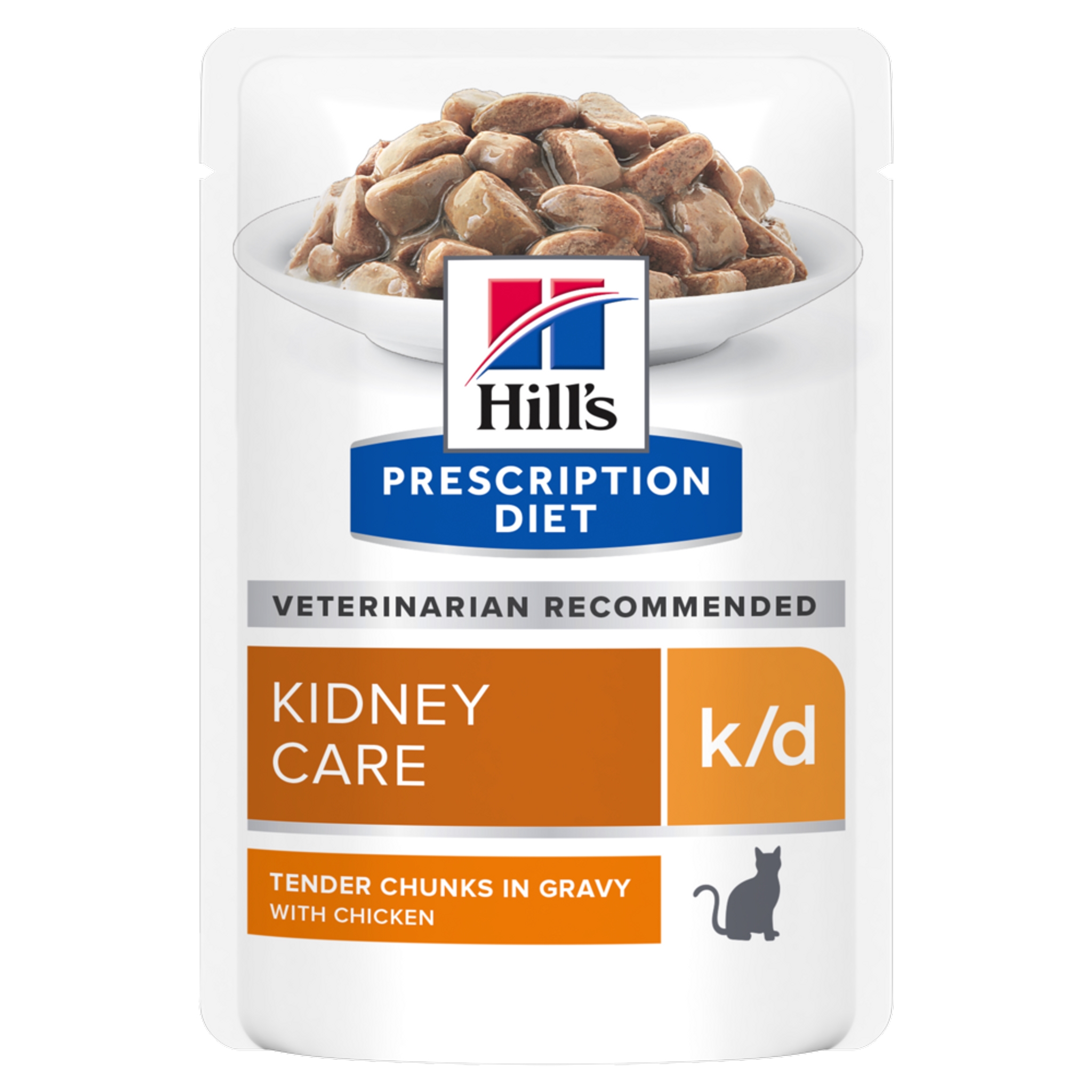 פאוצ' מזון k/d | Hill's Prescription Diet לחתול בוגר (עם עוף), 85 גר' (12 יח')