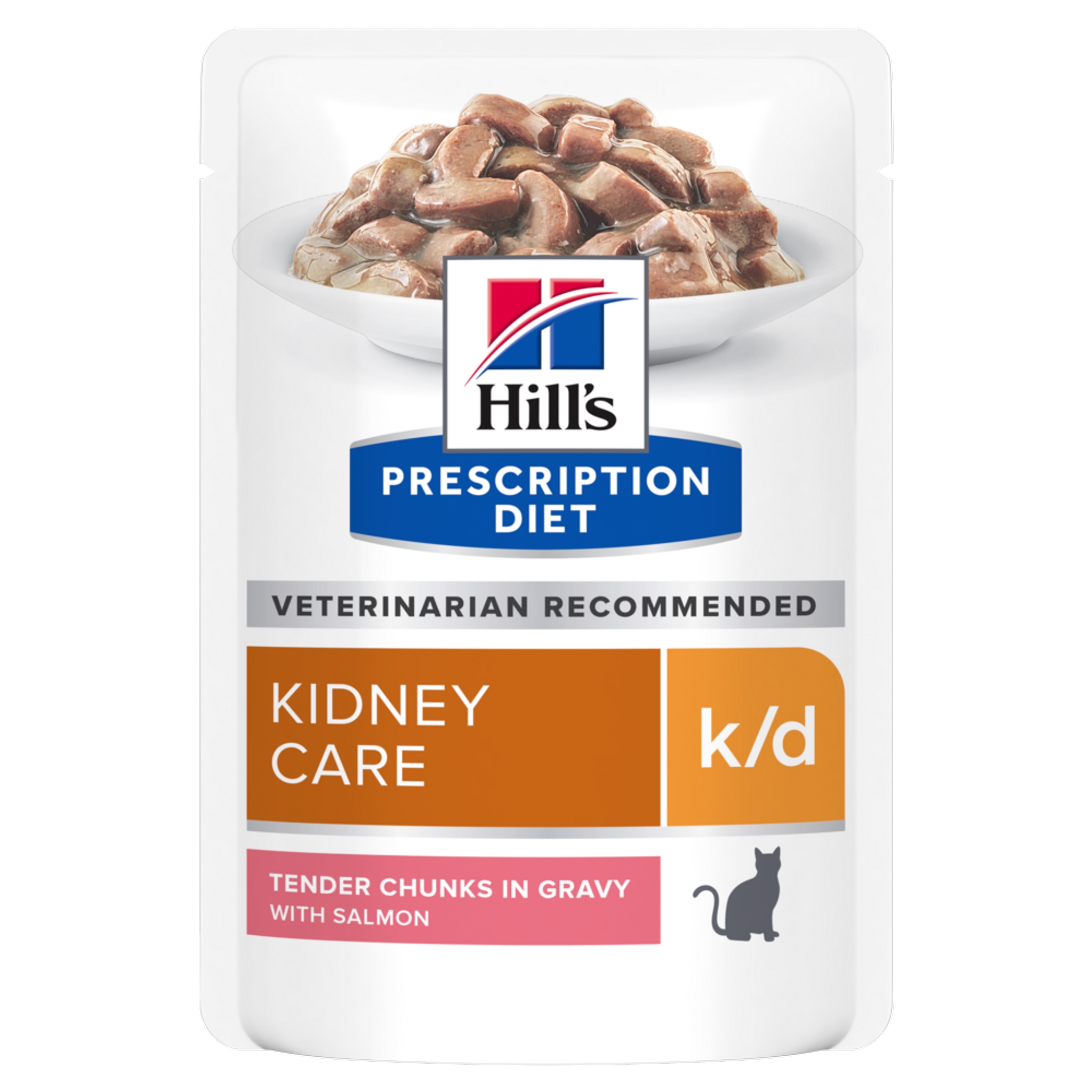 פאוצ' מזון k/d | Hill's Prescription Diet לחתול בוגר (עם סלמון), 85 גר' (12 יח')