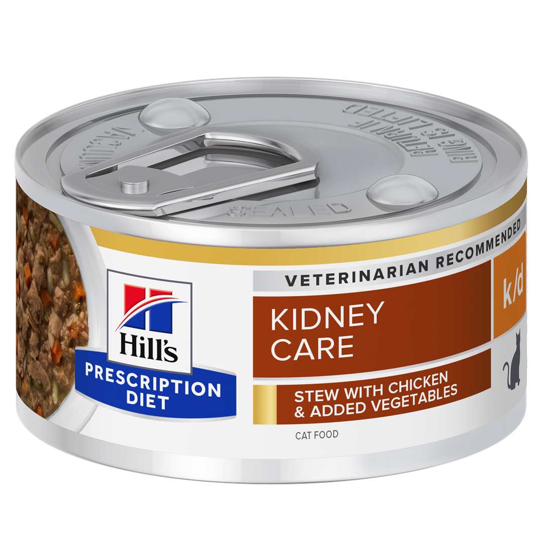 שימורי נזיד k/d | Hill's Prescription Diet קידני קייר לחתול, 82 גר' (עוף וירקות)