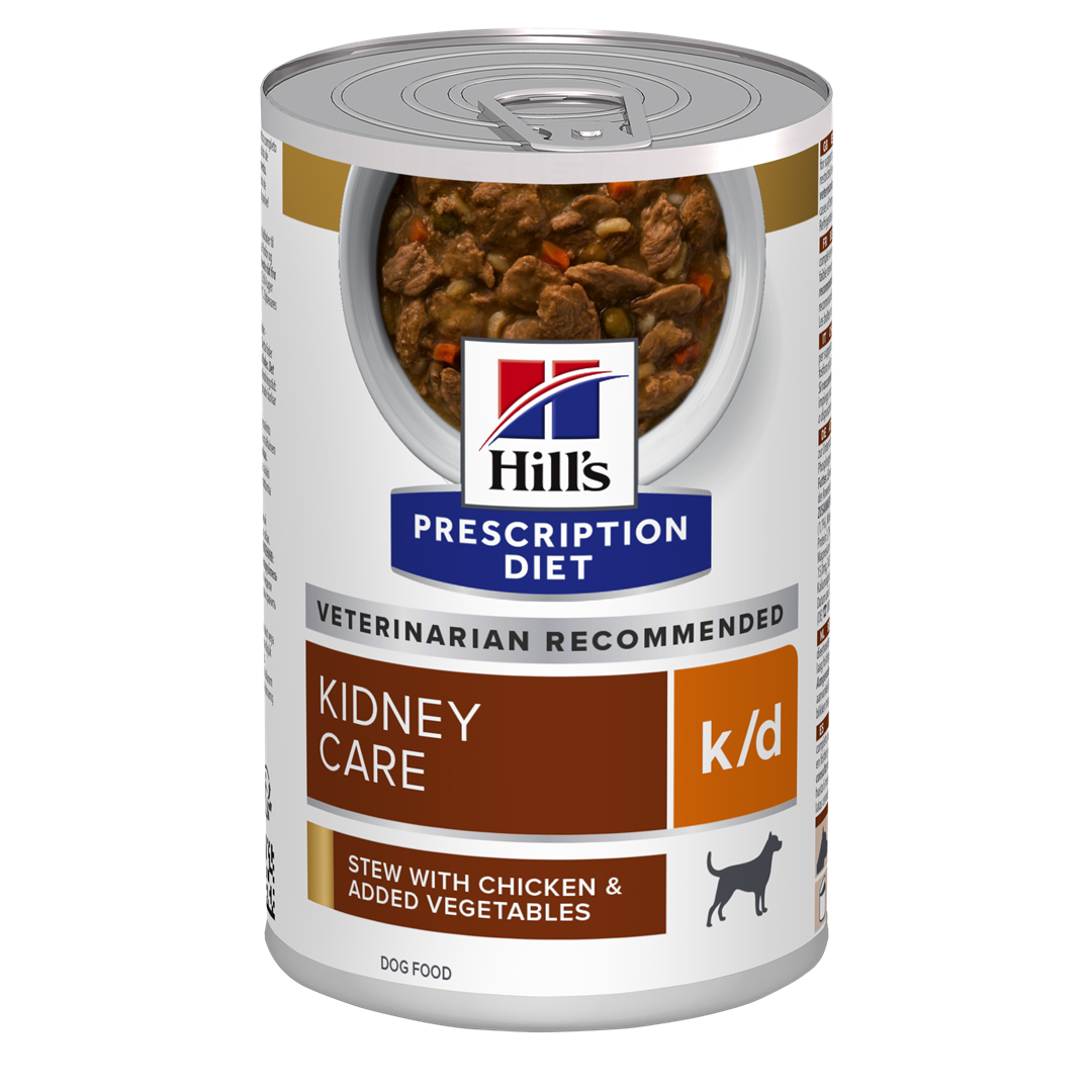 שימורי נזיד k/d | Hill's Prescription Diet קידני קייר לכלב, 354 גר' (עוף וירקות)