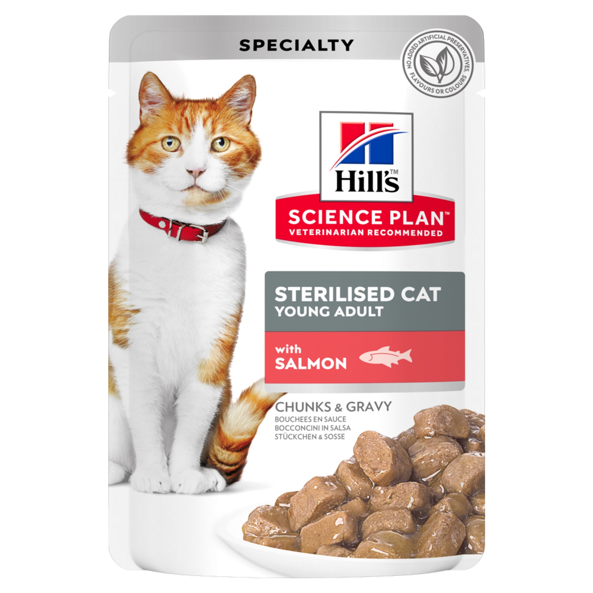 פאוצ' מזון Hill's Science Plan לחתול בוגר Sterilised (עם סלמון), 85 גר' (12 יח')