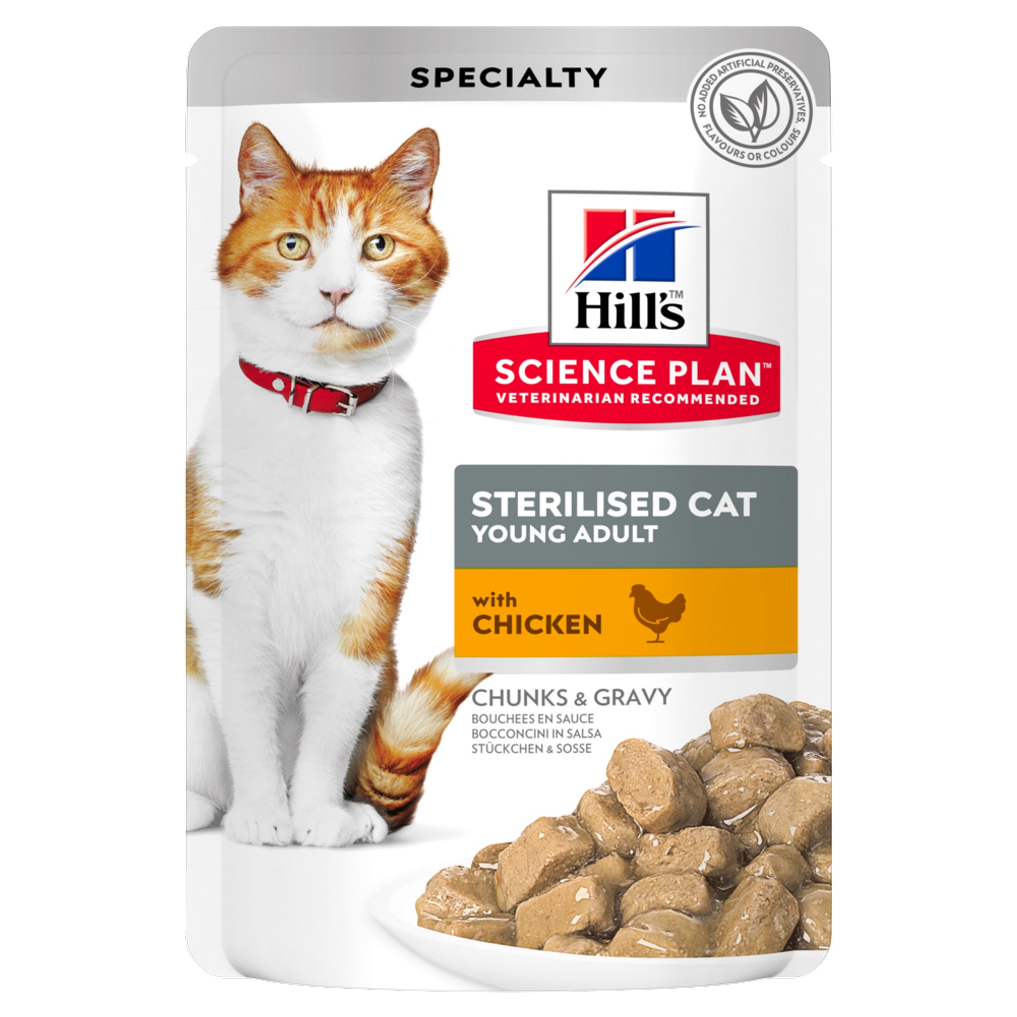 פאוצ' מזון Hill's Science Plan לחתול בוגר Sterilised (עם עוף), 85 גר' (12 יח')