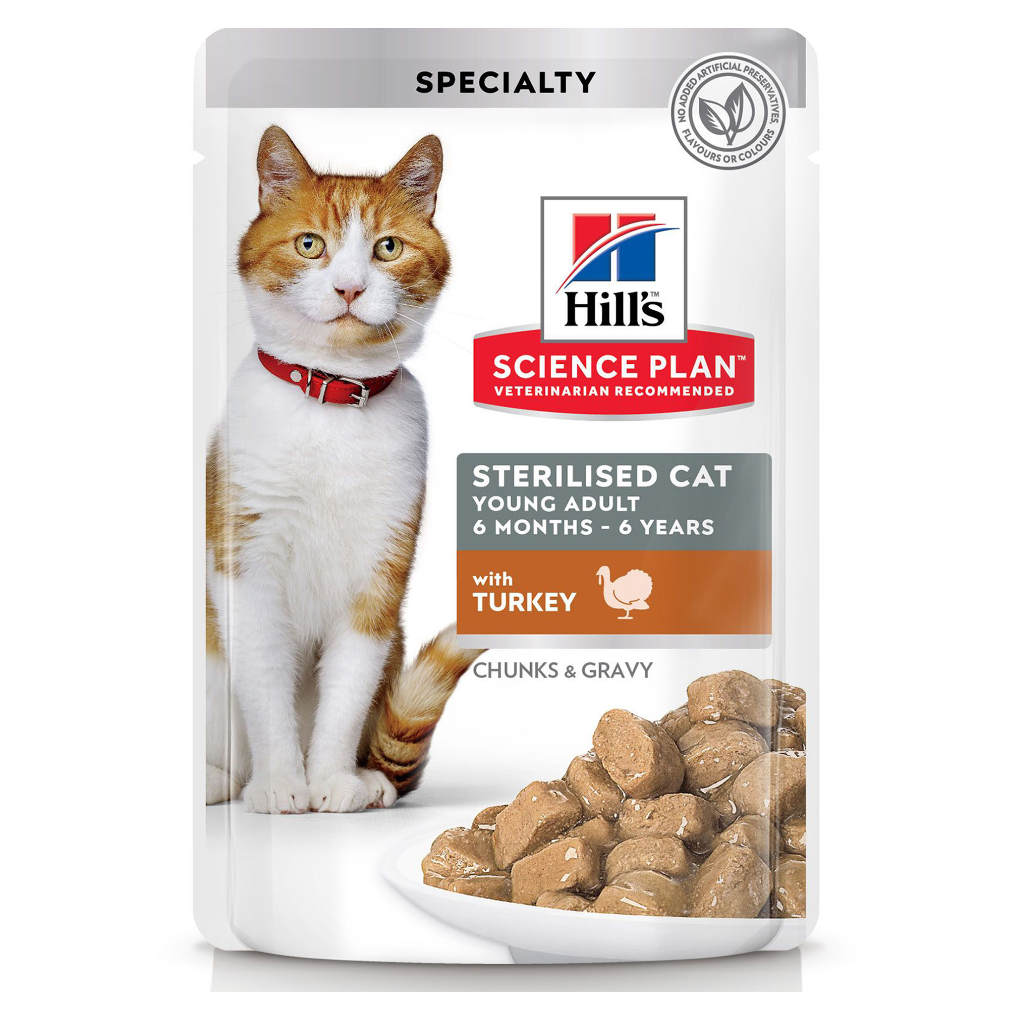 פאוצ' מזון Hill's Science Plan לבוגר חתול Sterilised (עם הודו) 85 גר' (12 יח')