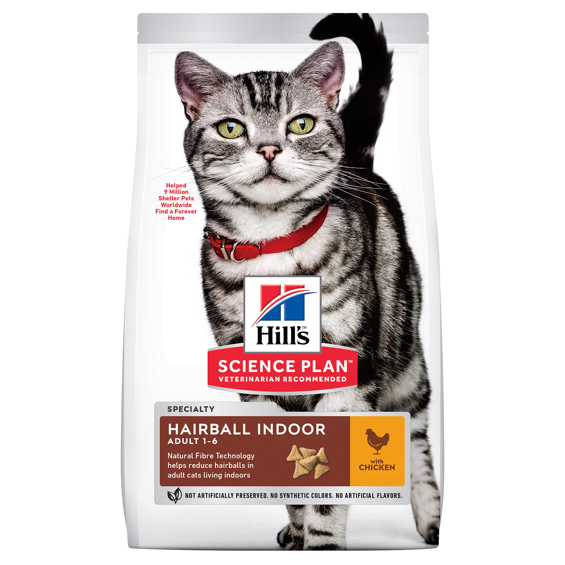 Hill's Science Plan לחתול בוגר Hairball+Indoor (עוף), 3 ק"ג
