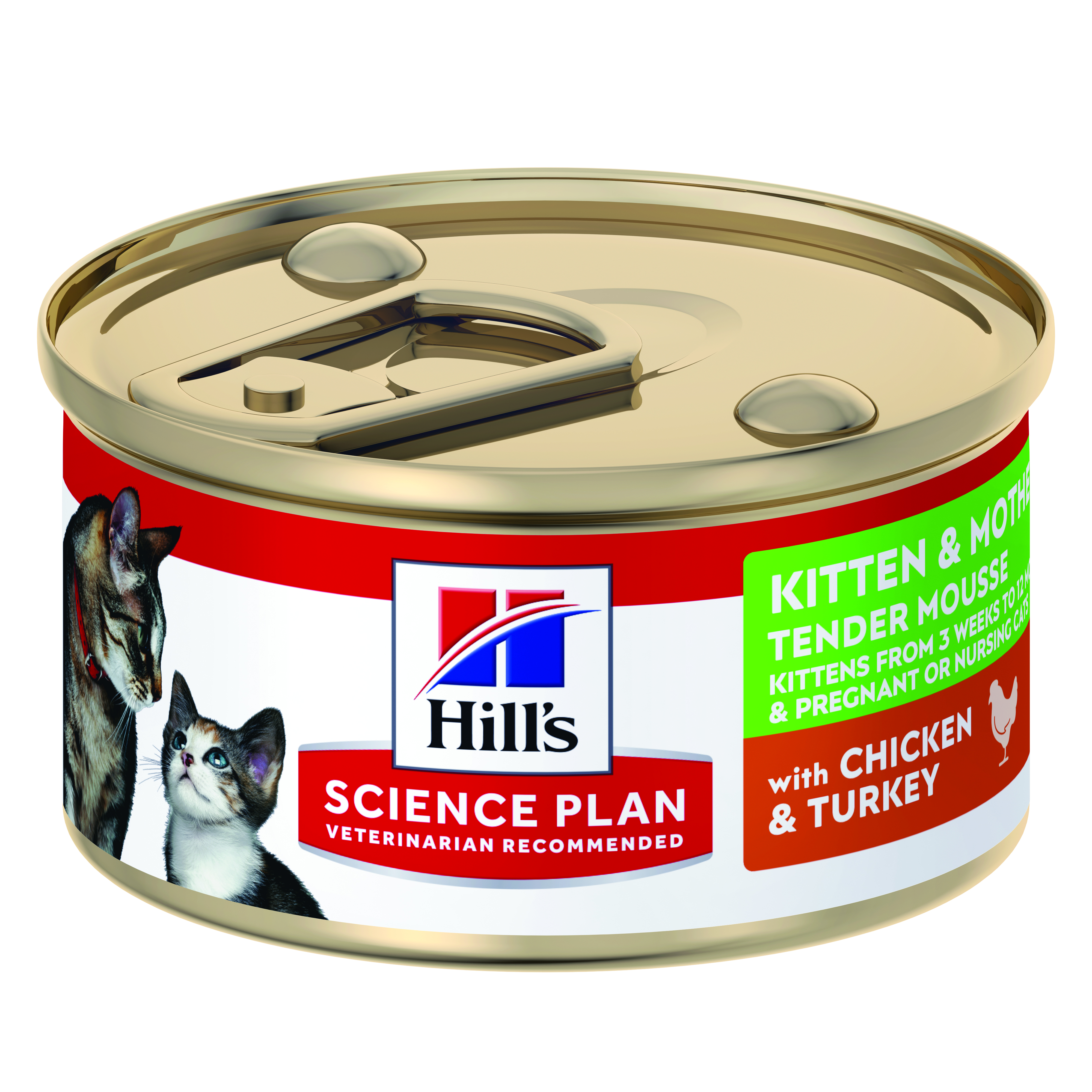 שימורי Hill's Science Plan במרקם מוס לגור ואמהות חתול (עם עוף והודו), 85 גרם