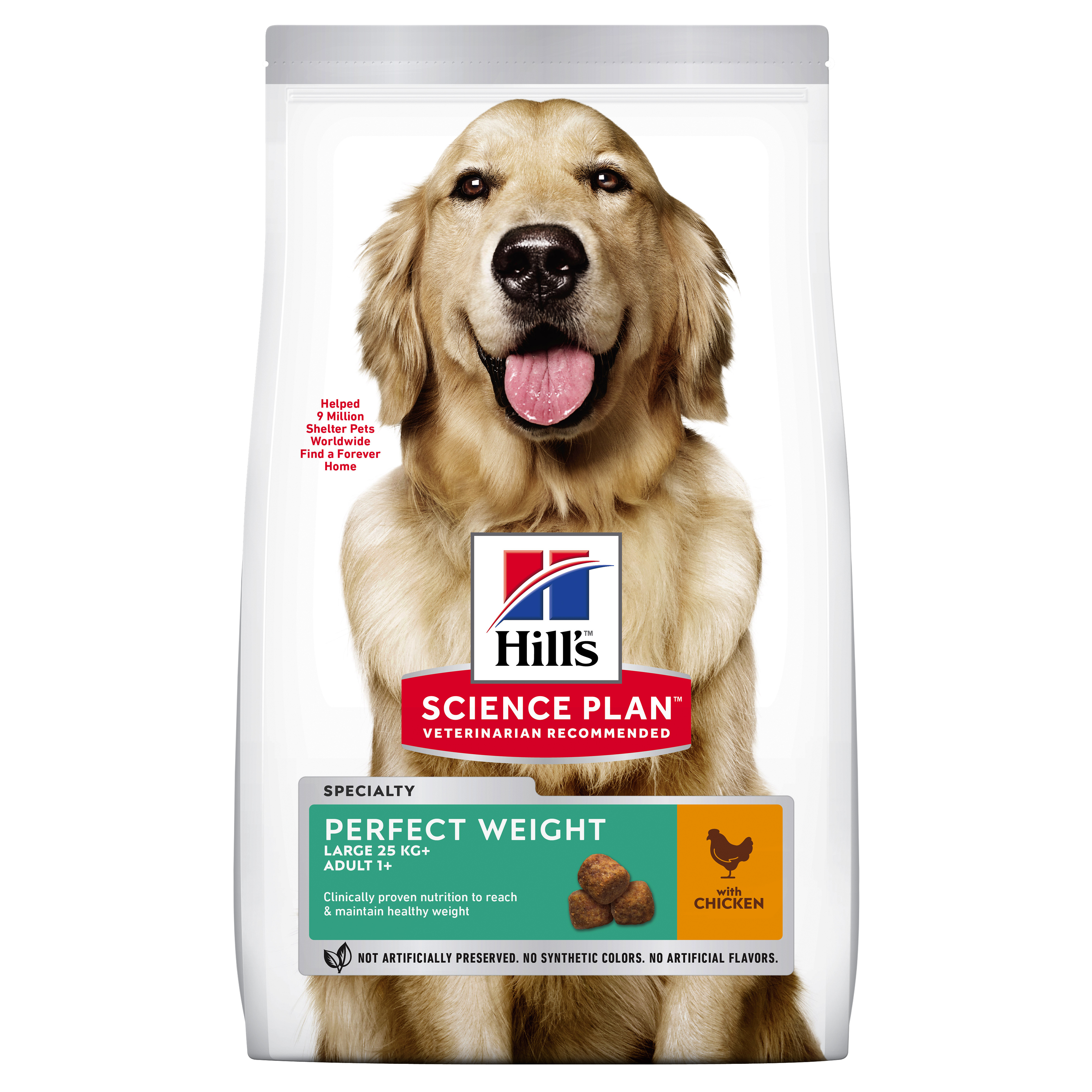 Hill's Science Plan לכלב בוגר מגזע גדול Perfect Weight (עם עוף), 12 ק"ג