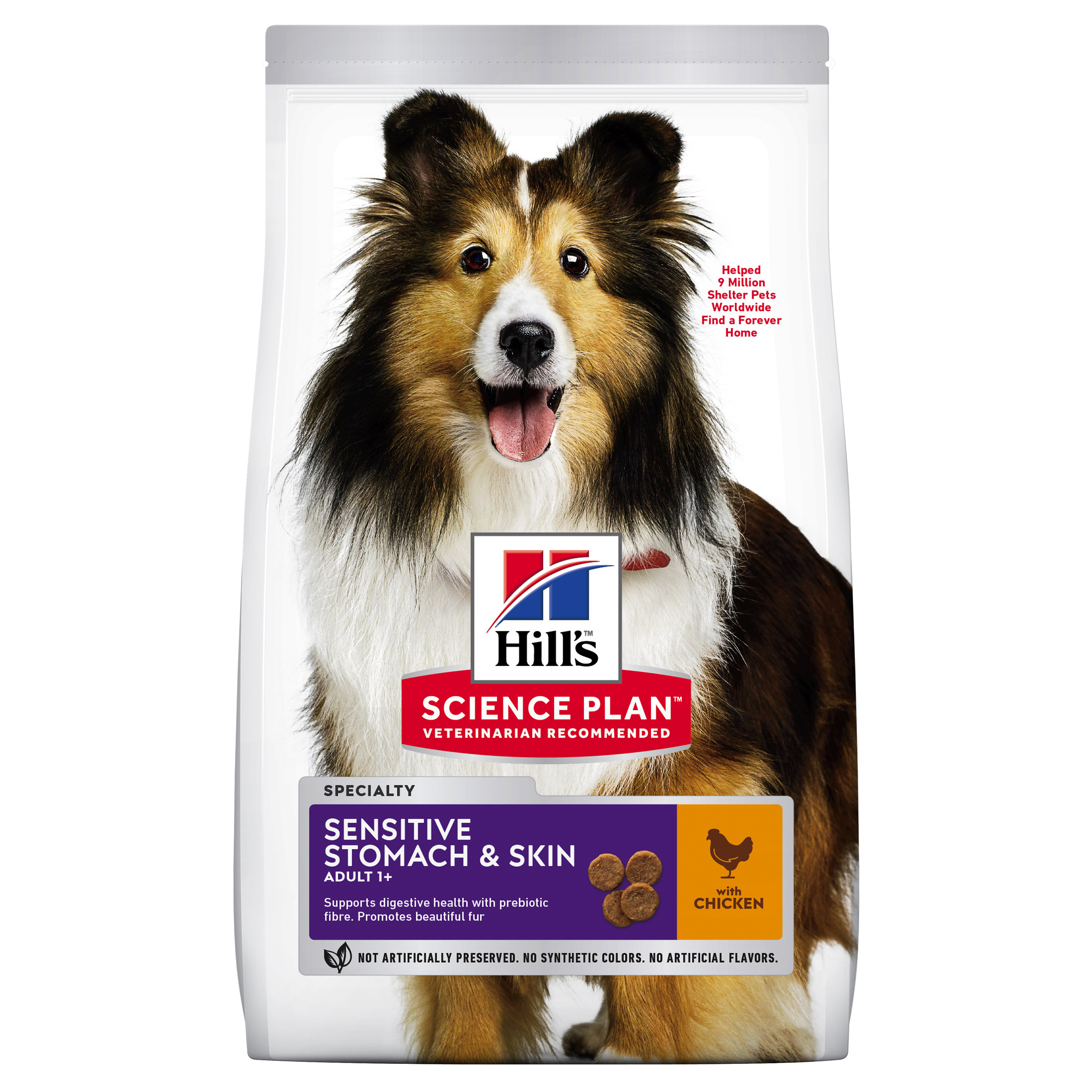 Hill's Science Plan עור רגיש וקיבה רגישה לכלב בוגר (עם עוף), 14 ק"ג