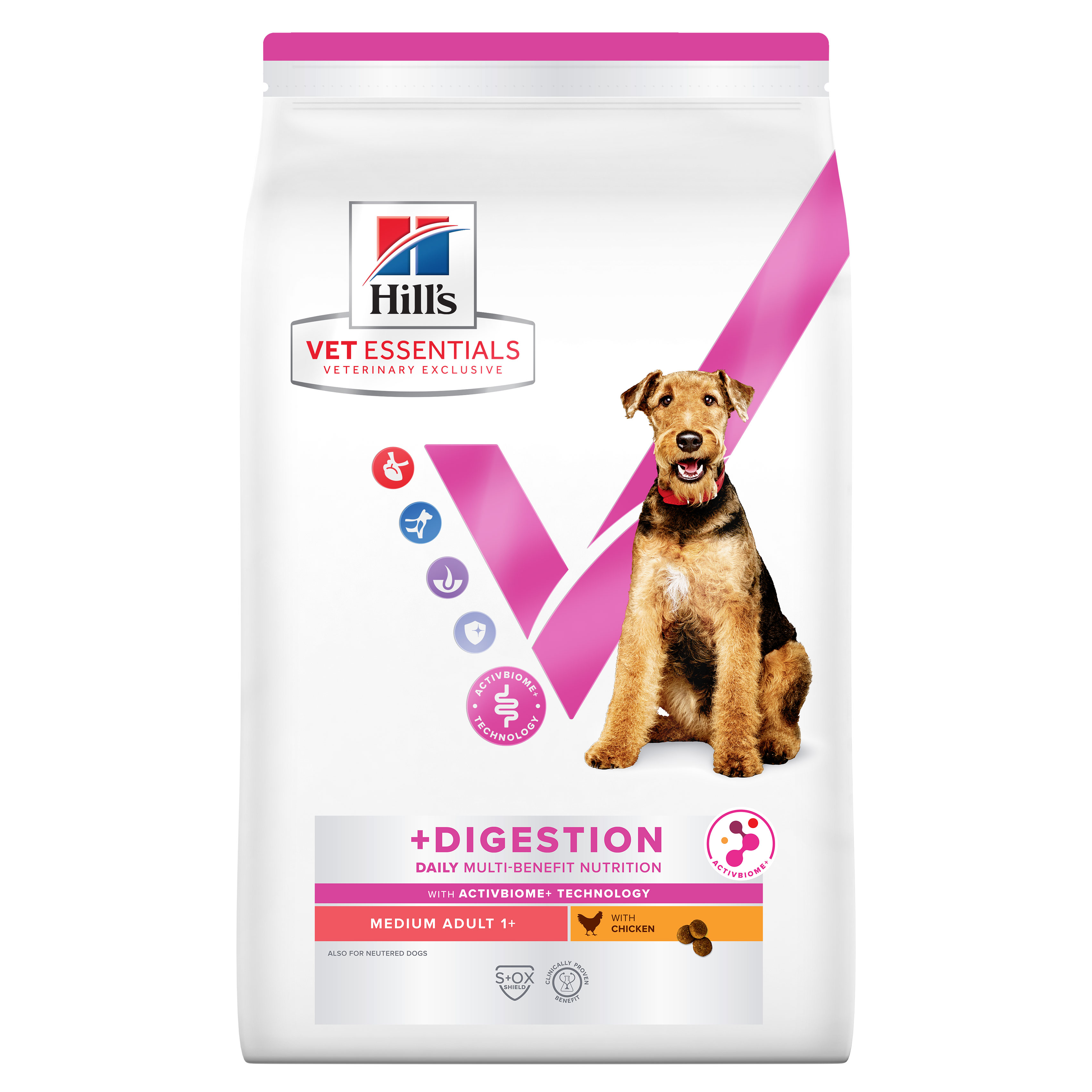 Hill's Vet Essentials מולטי בנפיט כלב בוגר גזע בינוני, בריאות העיכול, 10 ק"ג