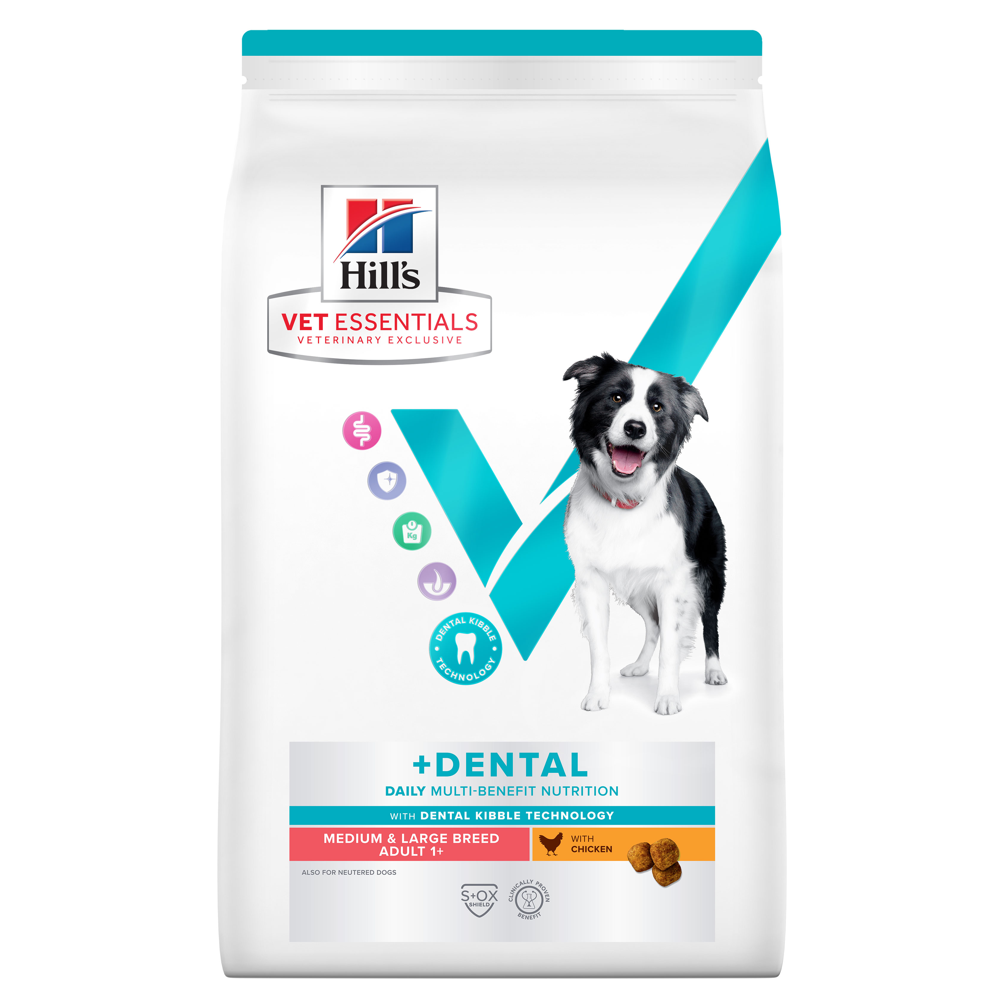Hill's Vet Essentials מולטי בנפיט כלב בוגר ומבוגר גזע בינוני וגדול, דנטל, 10 ק"ג