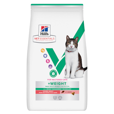 Hill's Vet Essentials מולטי בנפיט חתול בוגר צעיר, שמירה על המשקל עם סלמון, 3 ק"ג