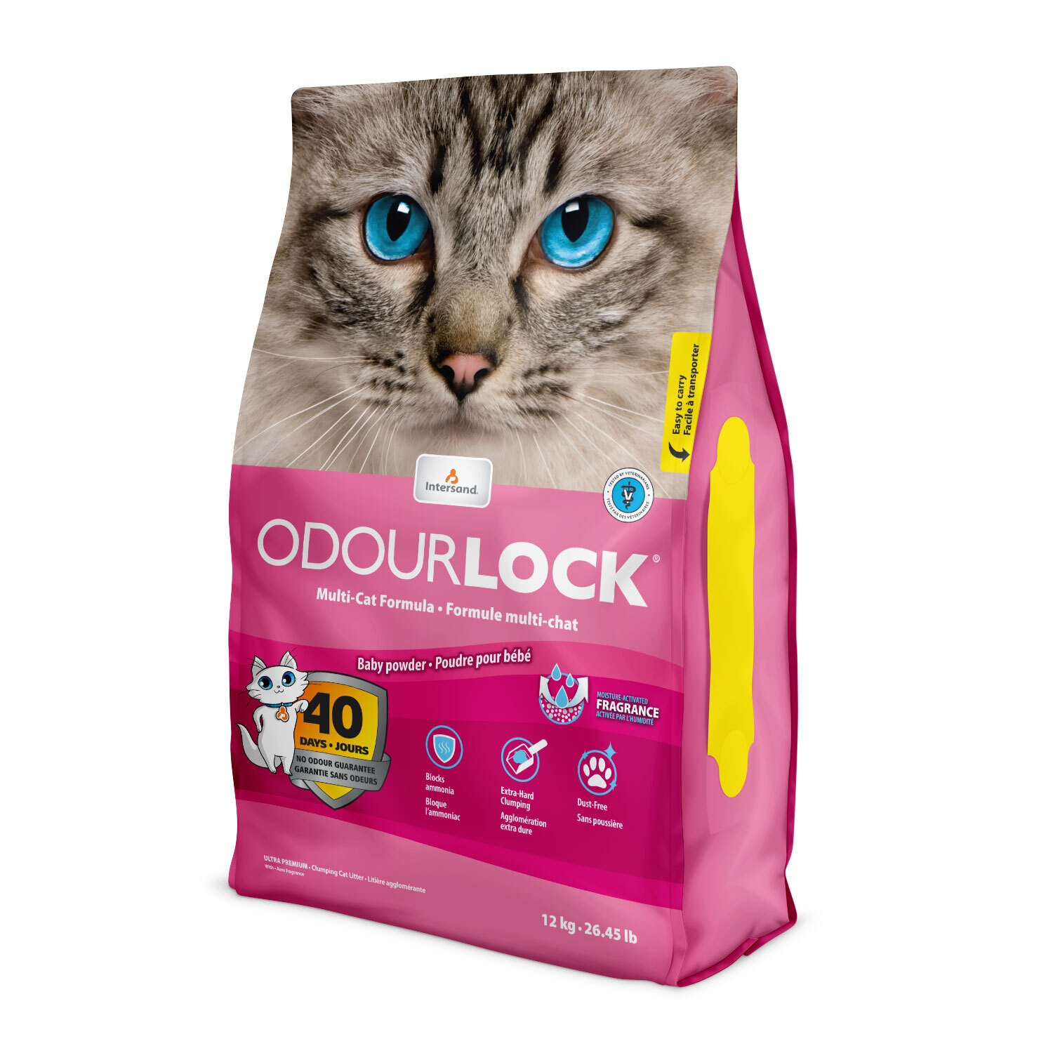חול חתולים מתגבש קנדי Odourlock , ריח BABY POWDER, שק 12 קילו