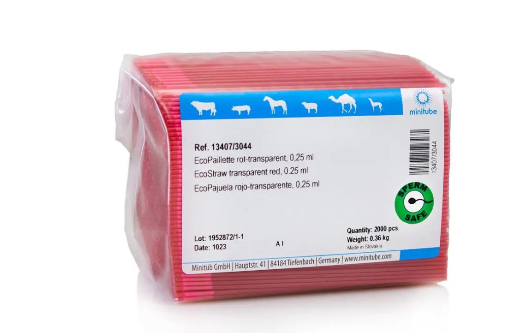 EcoStraw קשיות 0.25 מ"ל להקפאת זרע, אדום שקוף, 2000 יחידות