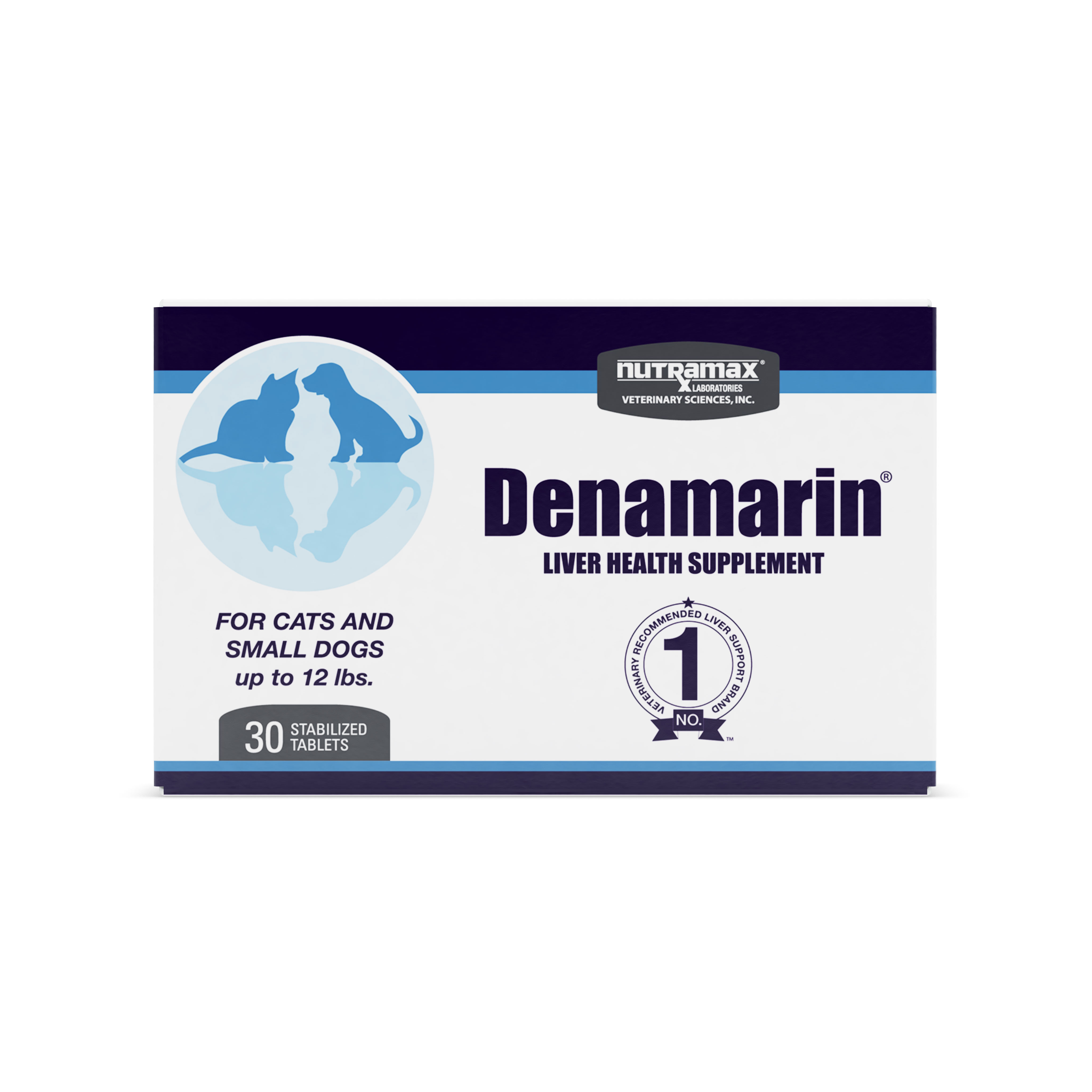 תוסף כבד דנמרין Nutramax, טבליות מצופות 90 מ"ג לכלבים מגזע קטן ולחתולים, 30 יח'