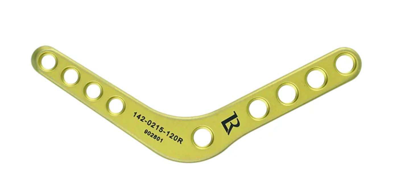 פלטת ארתרודסיס טיטניום ננעלת, 1.5/2.0 מ"מ, 120° ובאורך 56 מ"מ- צד ימין