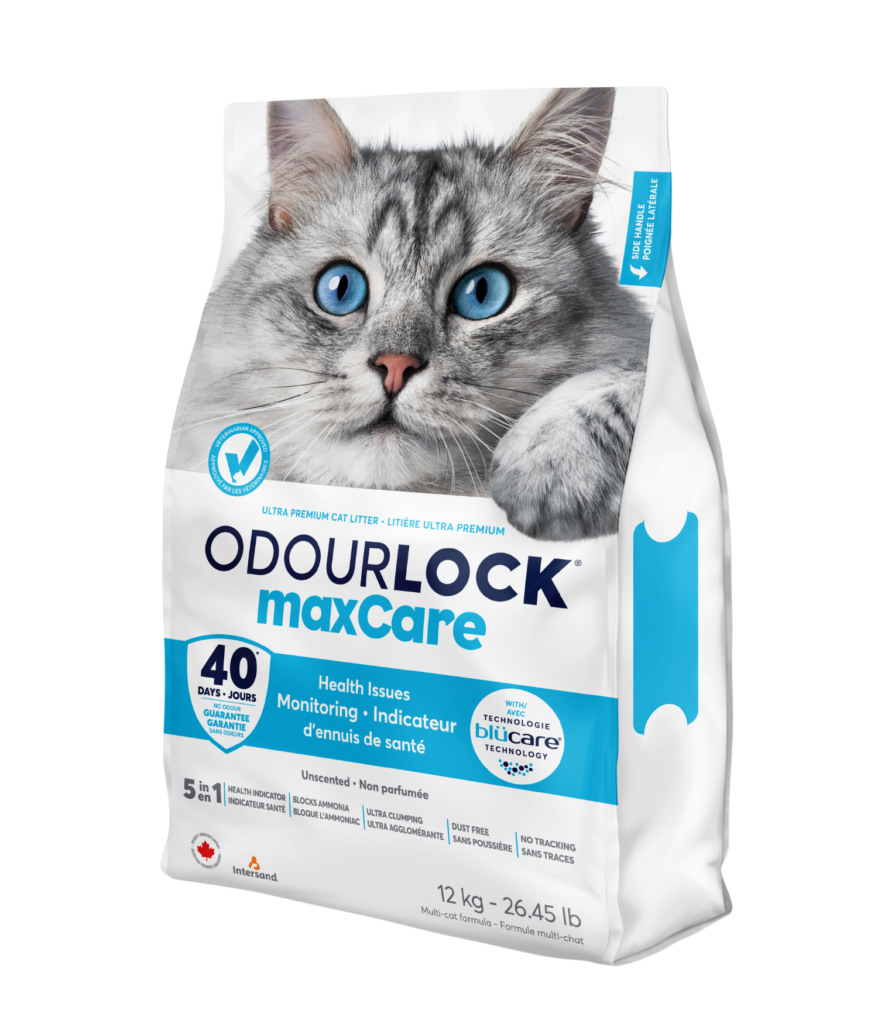 חול חתולים מתגבש OdourLock MaxCare , כולל זיהוי דם וסוכר בשתן, שק 12 קילו