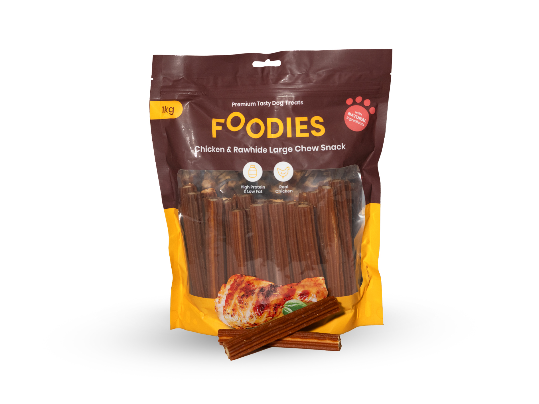 חטיף FOODIES מקלות לעיסה עוף ועור בקר 1 ק"ג
