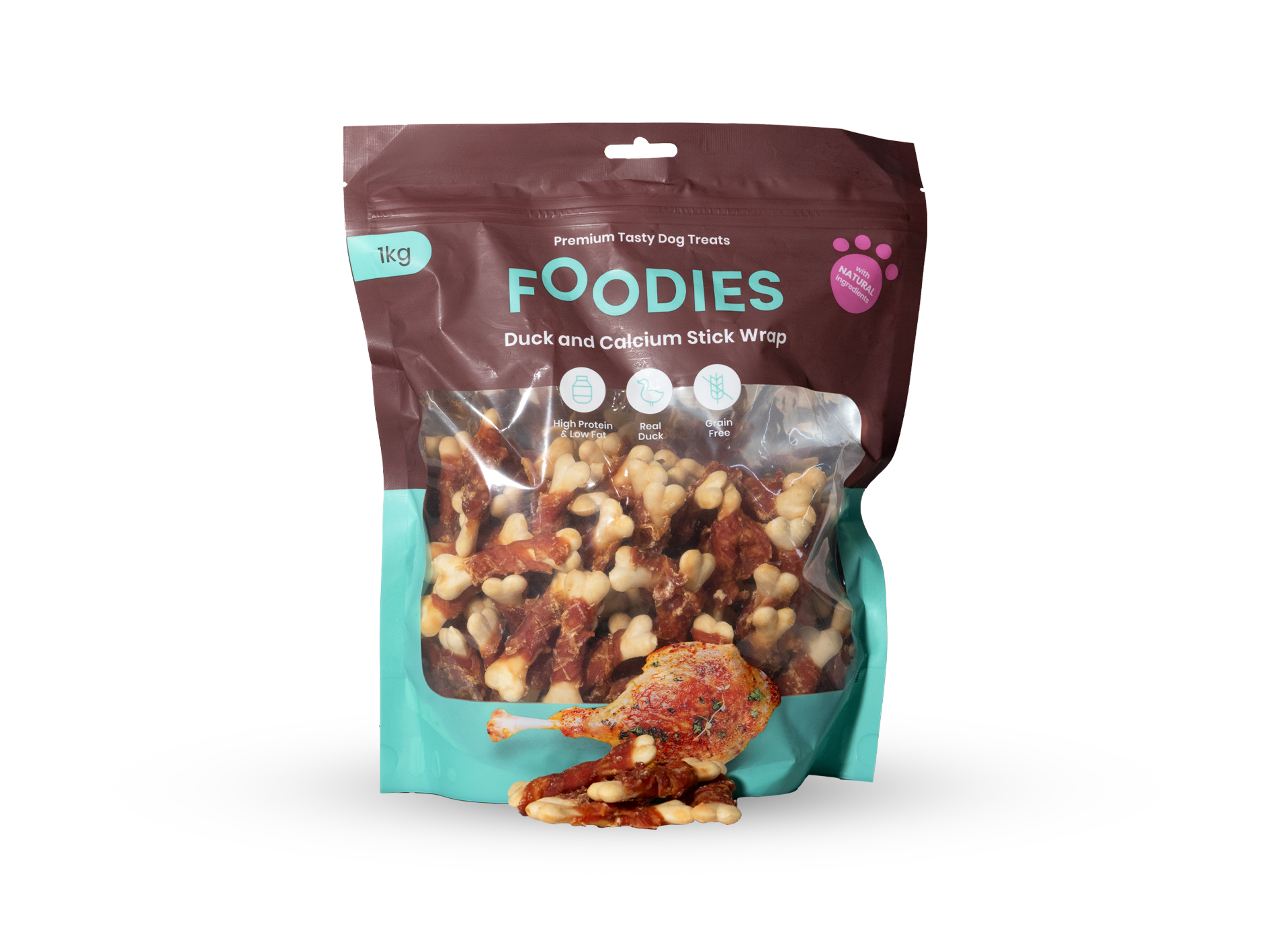 חטיף FOODIES גלילת ברווז עם עצם סידן 1 ק"ג