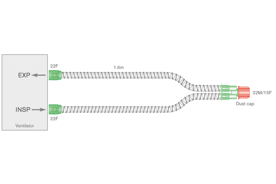 מעגל הרדמה ילד Flextube Y, אורך 1.6 מטר(15 מ"מ)