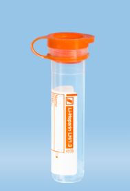 מבחנת מיקרו Sarstedt עם ליתיום הפרין 1.3 ,LH מ"ל, פקק כתום דחיפה, 100 יחידות