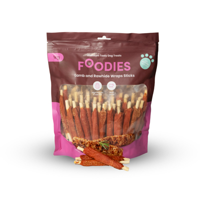 חטיף FOODIES מקלות לעיסה כבש ועור בקר, 1 ק"ג