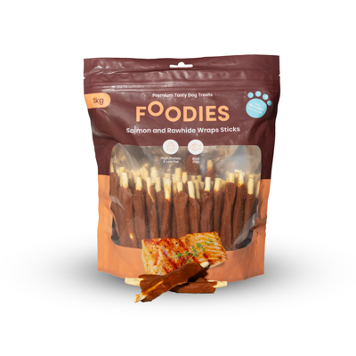 חטיף FOODIES מקלות לעיסה סלמון ועור בקר, 1 ק"ג