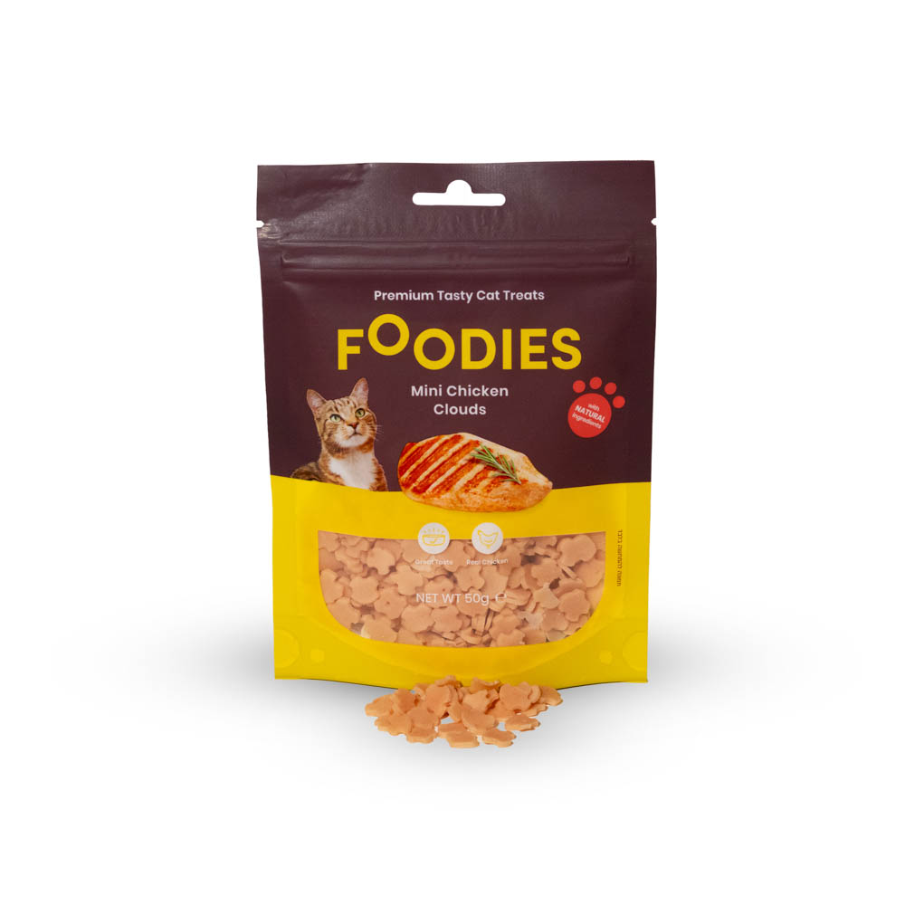 חטיף FOODIES מיני ענני עוף לחתולים, 50 גרם