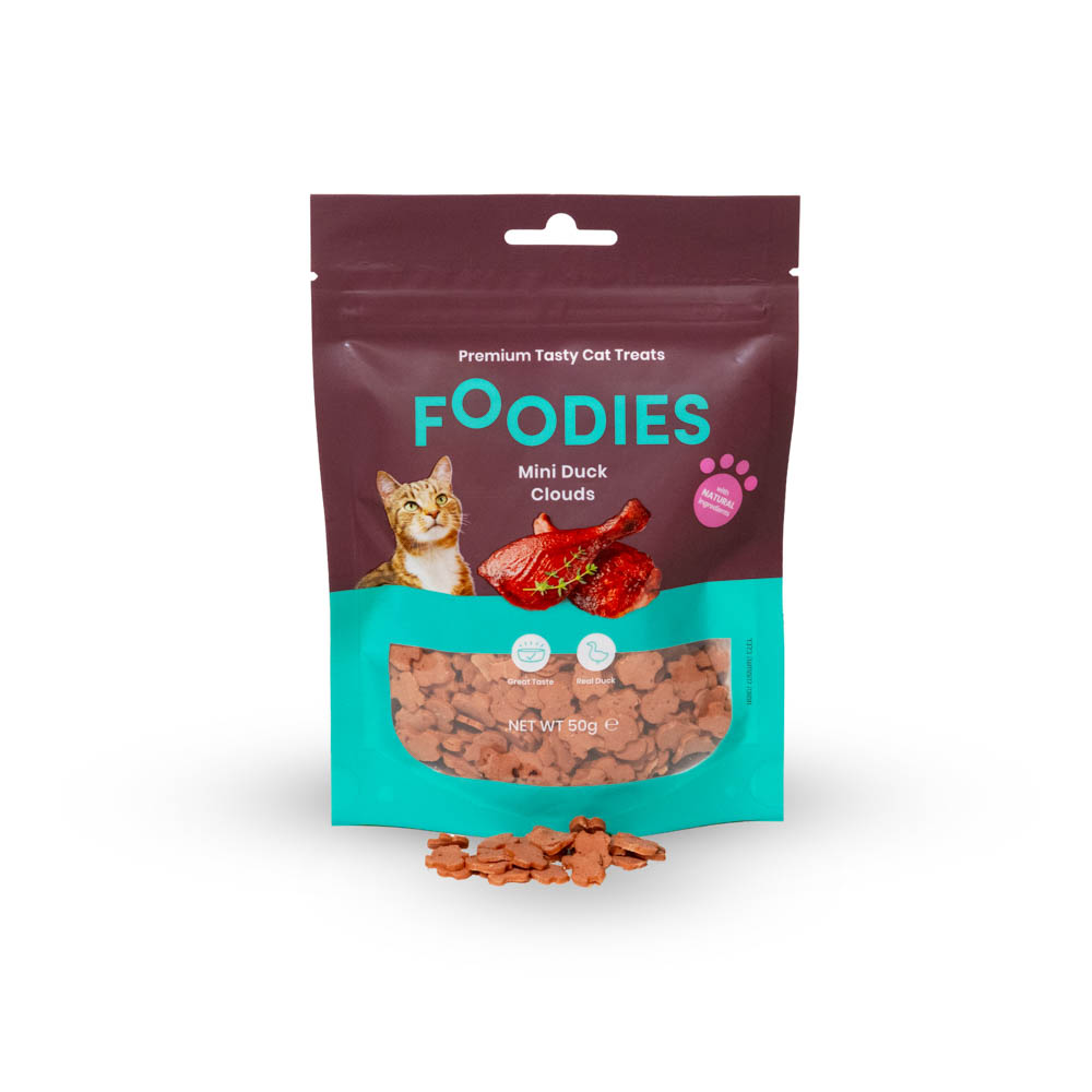 חטיף FOODIES מיני ענני ברווז לחתולים, 50 גרם