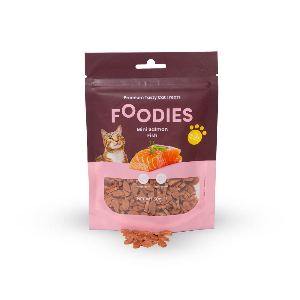 חטיף FOODIES דגיגוני סלמון לחתולים, 50 גרם