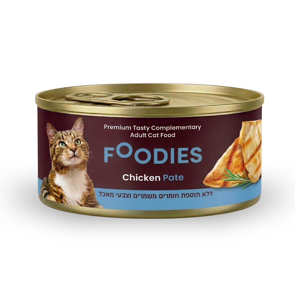 שימורי פודיס Foodies פטה עוף. מזון משלים לחתולים בוגרים, 80 גרם