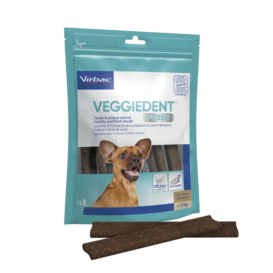 וירבק חטיף ווג'ידנט פרש לעסניות דנטליות 15 יחידות, 114 גרם, גודל XS